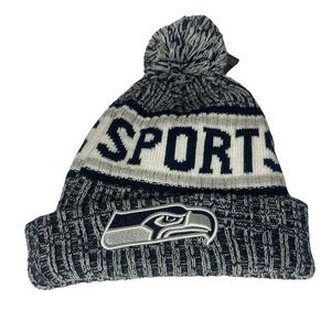 Seattle Seahawks US Cap NFL Cuffed Sport Knit Pom Skull Cap White  Blue OSFM